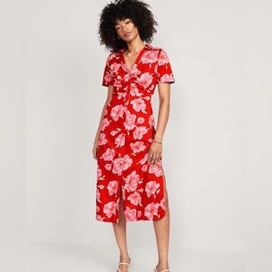 Cutout Floral Midi Shirt Dress